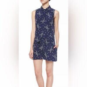 Equipment 100% Silk Stars Print Romper Small Navy women's